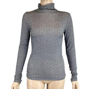 Club Monaco Turtleneck Top Size Medium Julie Houndstooth‎ Womens Wool Blend Gray